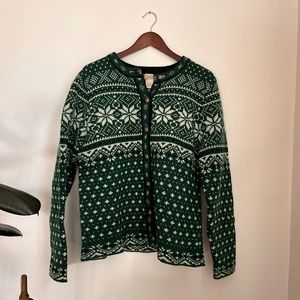 L.L. Bean Nordic Cardigan, 100% Wool
